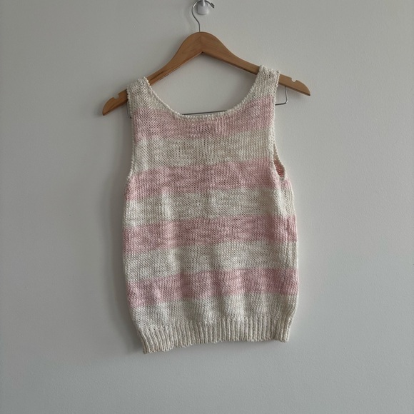 Vintage Knit Pink and Cream Striped Tank Top - Picture 7 of 9